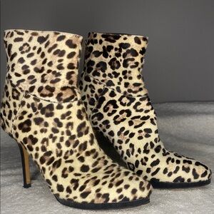 Jimmy Choo Leopard Print Pony Hair Heeled Boots (IT 36 / US 6)